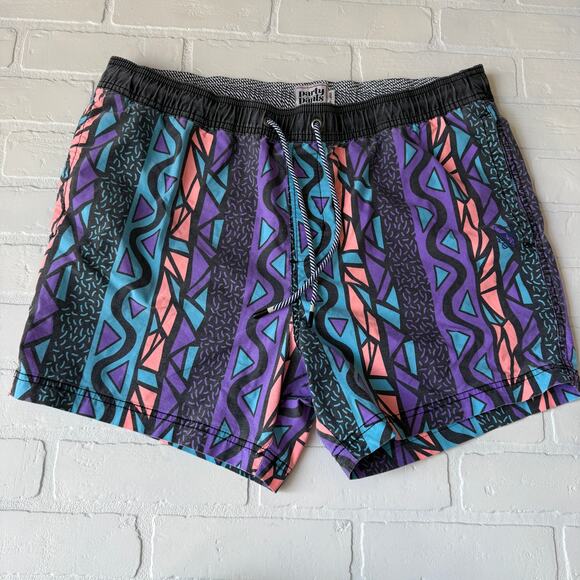 Party Pants Men's USA Printed Swim Trunk Shorts Retro 80s Print sz XL - Picture 1 of 6